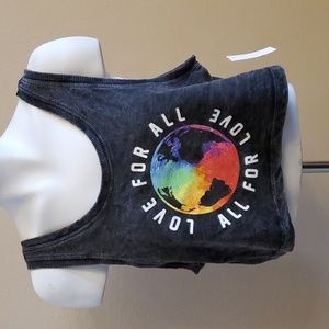 Womens Mighty Fine "Love For All- All For Love" French Terry Tank Size L 1X  NWT